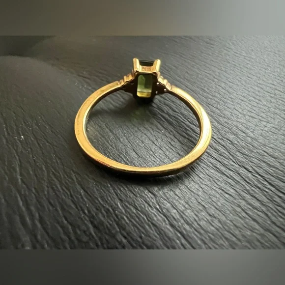 Aurate Vintage Inspired Emerald Cut ring green tourmaline 6 - Picture 6 of 7